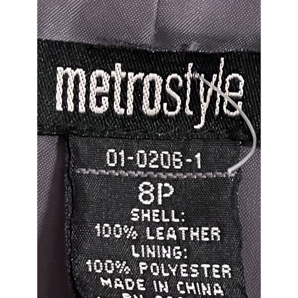 Vintage Leather Jacket Gray 8P Neutral Blazer Tailored Classic Chic Western 80s - Picture 8 of 14